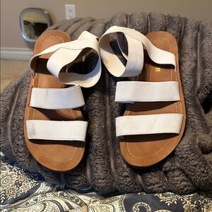 Mismatched-Women's White Sandals Size 8 and 8  1/2
